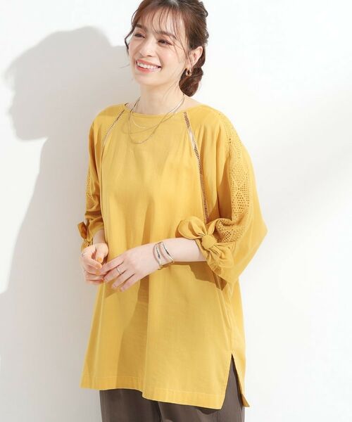 SHOO・LA・RUE / シューラルー チュニック | 【S-LL】お袖デザインが華やか はしごレースチュニック(イエロー(032))