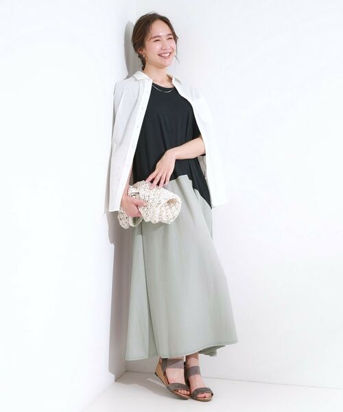 SHOO・LA・RUE / シューラルー ロング・マキシ丈ワンピース | 【S-LL/ひんやり/体型カバー】さらりと着られる バイカラーAラインワンピース | 詳細10