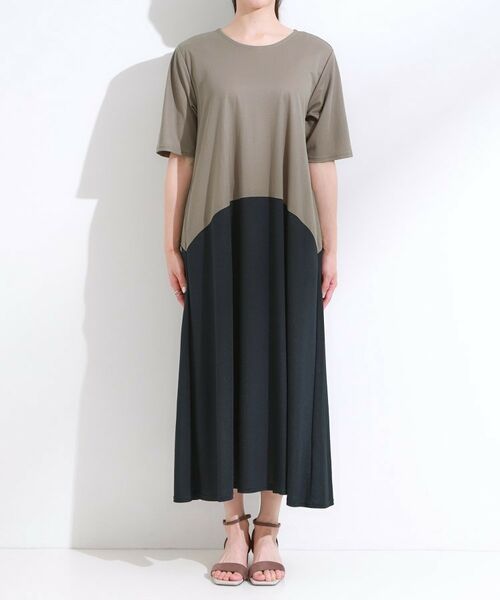 SHOO・LA・RUE / シューラルー ロング・マキシ丈ワンピース | 【S-LL/ひんやり/体型カバー】さらりと着られる バイカラーAラインワンピース | 詳細13