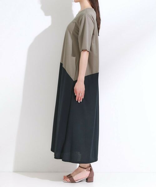 SHOO・LA・RUE / シューラルー ロング・マキシ丈ワンピース | 【S-LL/ひんやり/体型カバー】さらりと着られる バイカラーAラインワンピース | 詳細14