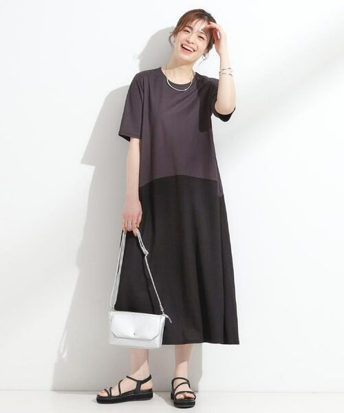 SHOO・LA・RUE / シューラルー ロング・マキシ丈ワンピース | 【S-LL/ひんやり/体型カバー】さらりと着られる バイカラーAラインワンピース | 詳細21