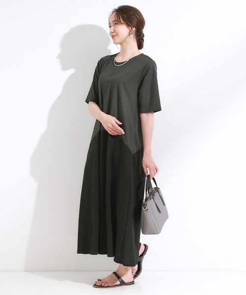 SHOO・LA・RUE / シューラルー ロング・マキシ丈ワンピース | 【S-LL/ひんやり/体型カバー】さらりと着られる バイカラーAラインワンピース | 詳細3