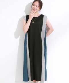 SHOO・LA・RUE / シューラルー ロング・マキシ丈ワンピース | 【S-LL/ひんやり】全身すっきり見えが楽に叶う サイド切替 バイカラーAラインワンピース