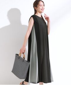 SHOO・LA・RUE / シューラルー ロング・マキシ丈ワンピース | 【S-LL/ひんやり】全身すっきり見えが楽に叶う サイド切替 バイカラーAラインワンピース