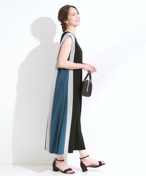 SHOO・LA・RUE / シューラルー ロング・マキシ丈ワンピース | 【S-LL/ひんやり】全身すっきり見えが楽に叶う サイド切替 バイカラーAラインワンピース | 詳細6