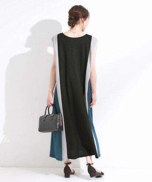 SHOO・LA・RUE / シューラルー ロング・マキシ丈ワンピース | 【S-LL/ひんやり】全身すっきり見えが楽に叶う サイド切替 バイカラーAラインワンピース | 詳細7