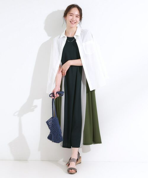 SHOO・LA・RUE / シューラルー ロング・マキシ丈ワンピース | 【S-LL/ひんやり】全身すっきり見えが楽に叶う サイド切替 バイカラーAラインワンピース | 詳細9