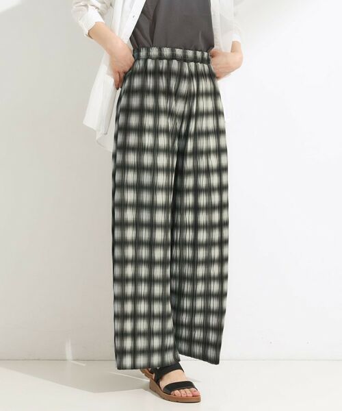 SHOO・LA・RUE / シューラルー パンツ | 【S-LL/ポケット付き】チェック柄 ウェーブプリーツパンツ(ブラック(219))