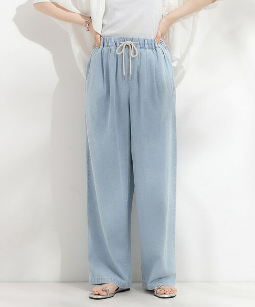 SHOO・LA・RUE / シューラルー パンツ | 暑い夏も軽やかに デニムイージーワイドパンツ(ブルー(092))