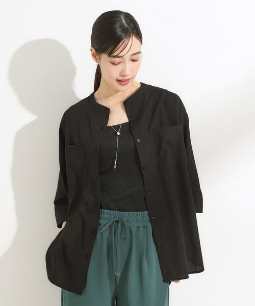 SHOO・LA・RUE / シューラルー シャツ・ブラウス | 【S-LL/洗濯後しわになりにくい】コットン風 前あきドルマンブラウス | 詳細1