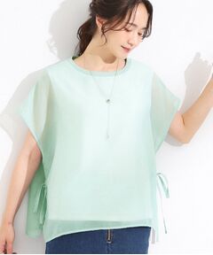 SHOO・LA・RUE / シューラルー シャツ・ブラウス | 【洗える/S-LL】上品なシアー感 レイヤード風トップス