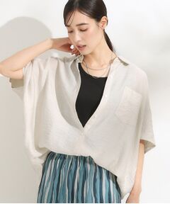 SHOO・LA・RUE / シューラルー シャツ・ブラウス | 【洗える/S-LL/5分袖】季節の変わり目に さらさらドレープシャツ
