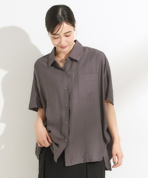 SHOO・LA・RUE / シューラルー シャツ・ブラウス | 【洗える/S-LL/5分袖】季節の変わり目に さらさらドレープシャツ | 詳細1