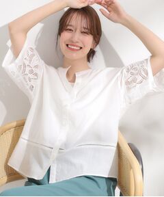 SHOO・LA・RUE / シューラルー シャツ・ブラウス | 【S-LL/6分袖】レースデザインで華やか見え お袖刺繍ブラウス