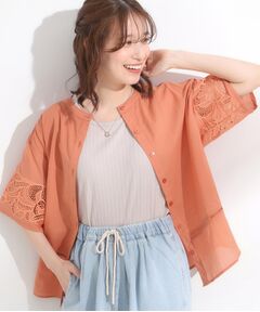 SHOO・LA・RUE / シューラルー シャツ・ブラウス | 【S-LL/6分袖】レースデザインで華やか見え お袖刺繍ブラウス