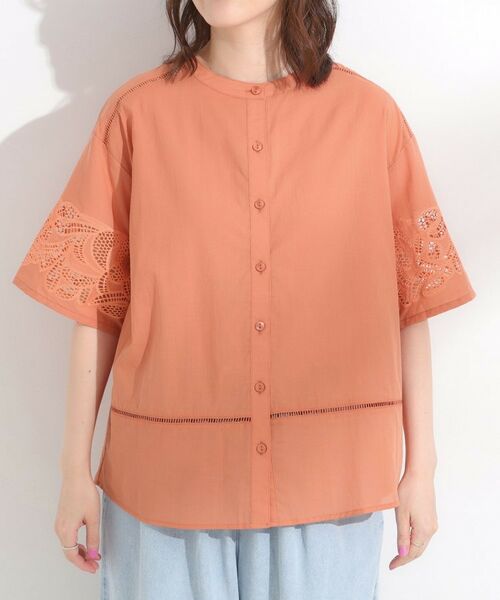 SHOO・LA・RUE / シューラルー シャツ・ブラウス | 【S-LL/6分袖】レースデザインで華やか見え お袖刺繍ブラウス | 詳細13
