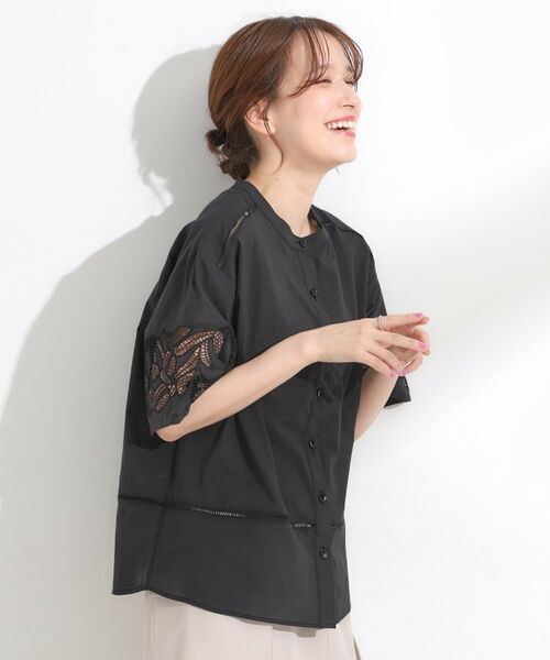 SHOO・LA・RUE / シューラルー シャツ・ブラウス | 【S-LL/6分袖】レースデザインで華やか見え お袖刺繍ブラウス | 詳細6