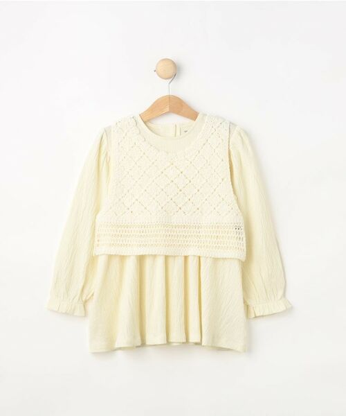 SHOO・LA・RUE/シューラルー 【2点セット】カギ編みベスト+チュニックセット アイボリー(004) 10(100cm) SHOO・LA・RUE/シューラルー 【2点セット】カギ編みベスト+チュニックセット アイボリー(004) 10(100cm)