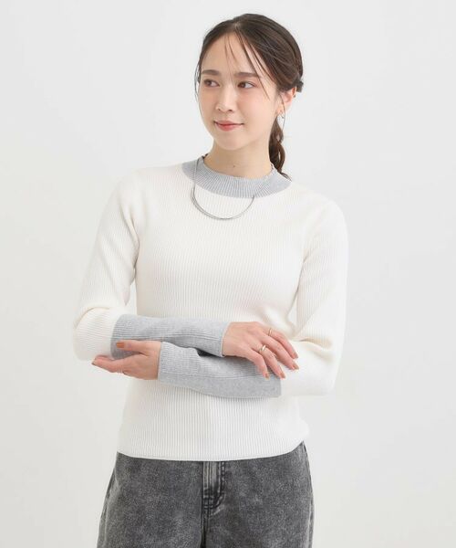 SHOO・LA・RUE / シューラルー ニット・セーター | 【洗濯機可/S-LL】配色使いがアクセント リブハイネックインナー | 詳細1
