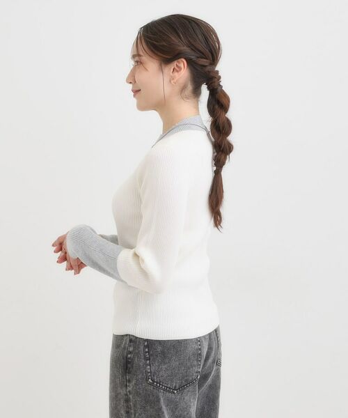 SHOO・LA・RUE / シューラルー ニット・セーター | 【洗濯機可/S-LL】配色使いがアクセント リブハイネックインナー | 詳細2