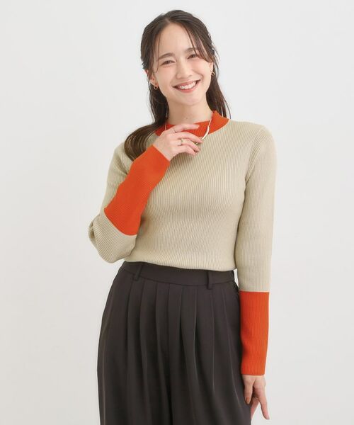 SHOO・LA・RUE / シューラルー ニット・セーター | 【洗濯機可/S-LL】配色使いがアクセント リブハイネックインナー | 詳細5