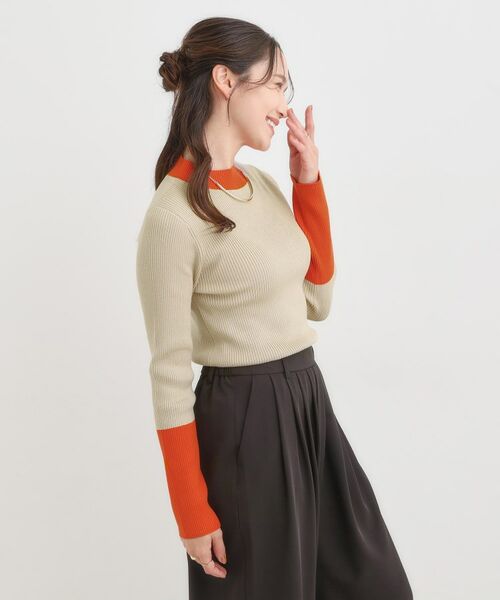 SHOO・LA・RUE / シューラルー ニット・セーター | 【洗濯機可/S-LL】配色使いがアクセント リブハイネックインナー | 詳細6