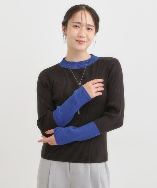 SHOO・LA・RUE / シューラルー ニット・セーター | 【洗濯機可/S-LL】配色使いがアクセント リブハイネックインナー | 詳細9