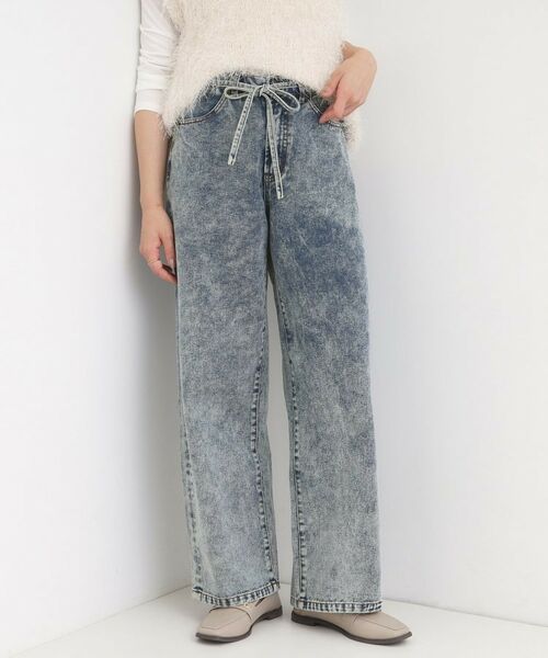 SHOO・LA・RUE / シューラルー デニムパンツ | 【S-LL】こなれ見え リボン付き アソートデニムワイドパンツ(ブルー(092))
