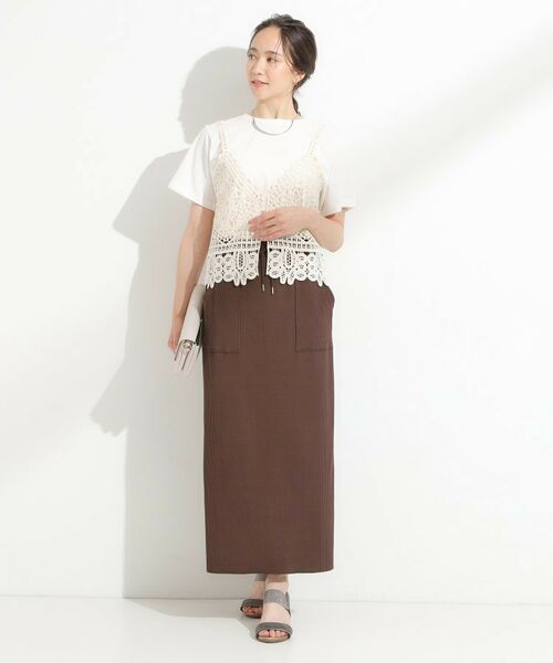 SHOO・LA・RUE / シューラルー ロング・マキシ丈スカート | 【セルフカット可/吸水速乾/抗菌防臭】着回ししやすい カットリブナロースカート | 詳細15