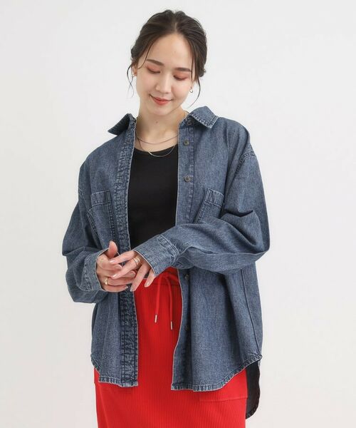SHOO・LA・RUE / シューラルー シャツ・ブラウス | 【S-LL】こなれ感をプラスする BIGポケットデニムシャツ | 詳細5