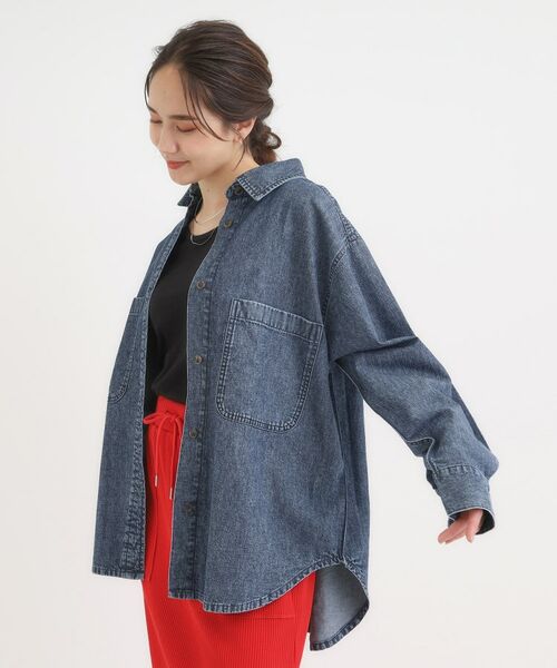 SHOO・LA・RUE / シューラルー シャツ・ブラウス | 【S-LL】こなれ感をプラスする BIGポケットデニムシャツ | 詳細6