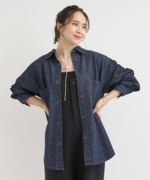 SHOO・LA・RUE / シューラルー シャツ・ブラウス | 【S-LL】こなれ感をプラスする BIGポケットデニムシャツ | 詳細9