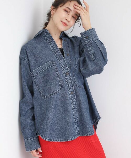 SHOO・LA・RUE / シューラルー シャツ・ブラウス | 【S-LL】こなれ感をプラスする BIGポケットデニムシャツ(ブルー(092))