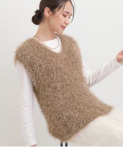 SHOO・LA・RUE / シューラルー ニット・セーター | 【2点セット/S-LL】大人のフェミニンカジュアルに ラメシャギーニットベスト+ロンT