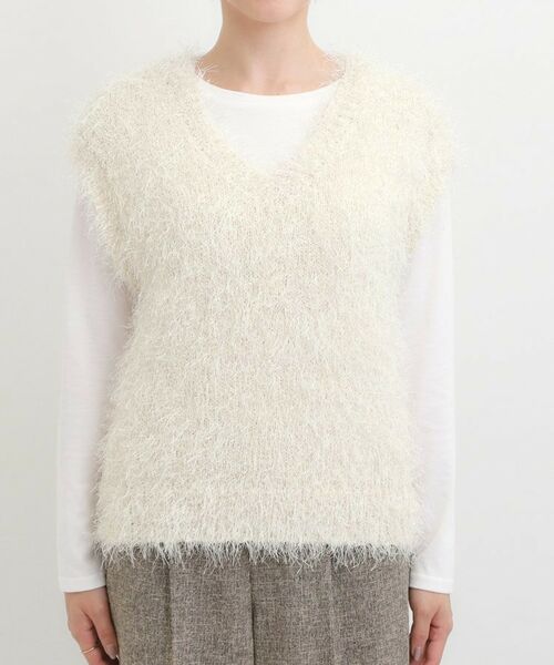 SHOO・LA・RUE / シューラルー ニット・セーター | 【2点セット/S-LL】大人のフェミニンカジュアルに ラメシャギーニットベスト+ロンT | 詳細13