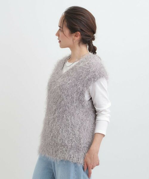 SHOO・LA・RUE / シューラルー ニット・セーター | 【2点セット/S-LL】大人のフェミニンカジュアルに ラメシャギーニットベスト+ロンT | 詳細2