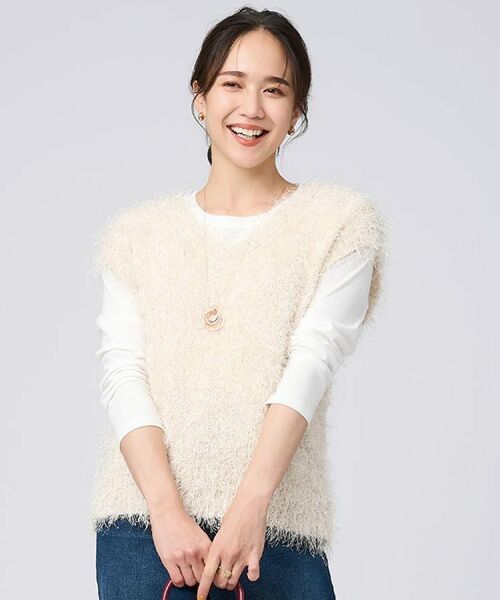 SHOO・LA・RUE / シューラルー ニット・セーター | 【2点セット/S-LL】大人のフェミニンカジュアルに ラメシャギーニットベスト+ロンT | 詳細29