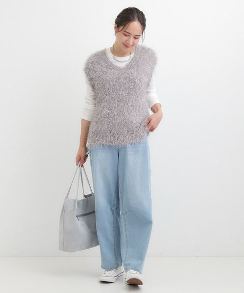 SHOO・LA・RUE / シューラルー ニット・セーター | 【2点セット/S-LL】大人のフェミニンカジュアルに ラメシャギーニットベスト+ロンT | 詳細3