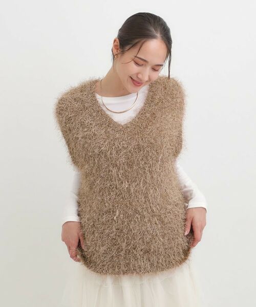 SHOO・LA・RUE / シューラルー ニット・セーター | 【2点セット/S-LL】大人のフェミニンカジュアルに ラメシャギーニットベスト+ロンT | 詳細5