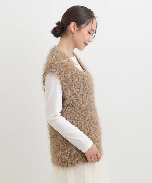 SHOO・LA・RUE / シューラルー ニット・セーター | 【2点セット/S-LL】大人のフェミニンカジュアルに ラメシャギーニットベスト+ロンT | 詳細6