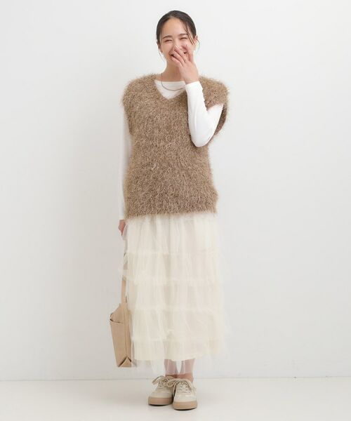 SHOO・LA・RUE / シューラルー ニット・セーター | 【2点セット/S-LL】大人のフェミニンカジュアルに ラメシャギーニットベスト+ロンT | 詳細7