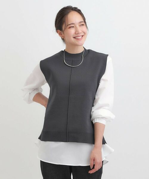 SHOO・LA・RUE / シューラルー ニット・セーター | 【S-LL/2点セット】着回し自在 ニットベスト＋フレアブラウス | 詳細1