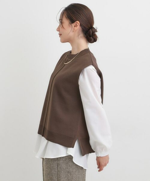 SHOO・LA・RUE / シューラルー ニット・セーター | 【S-LL/2点セット】着回し自在 ニットベスト＋フレアブラウス | 詳細10