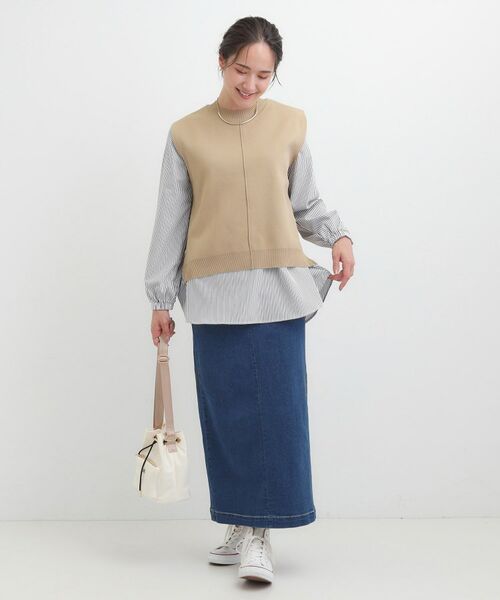 SHOO・LA・RUE / シューラルー ニット・セーター | 【S-LL/2点セット】着回し自在 ニットベスト＋フレアブラウス | 詳細15