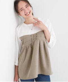 SHOO・LA・RUE / シューラルー カットソー | 【S-LL】気になるウエストもさり気なくカバー リボン風ドッキングトップス