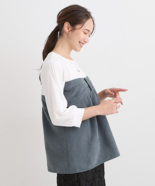 SHOO・LA・RUE / シューラルー カットソー | 【S-LL】気になるウエストもさり気なくカバー リボン風ドッキングトップス | 詳細10