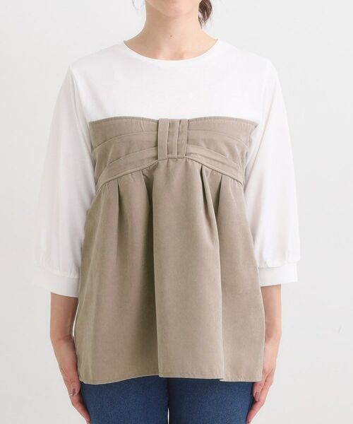 SHOO・LA・RUE / シューラルー カットソー | 【S-LL】気になるウエストもさり気なくカバー リボン風ドッキングトップス | 詳細13