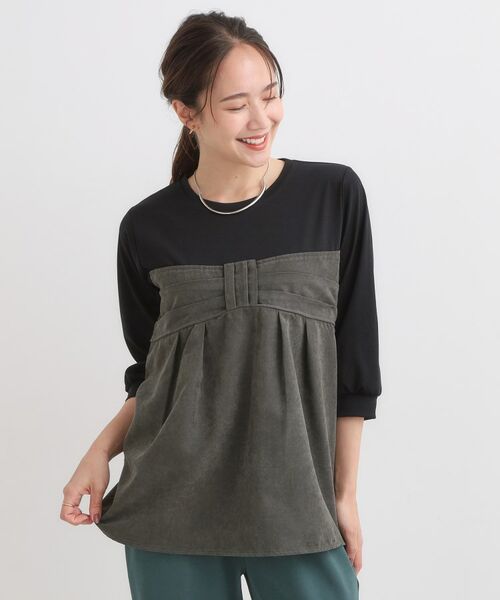 SHOO・LA・RUE / シューラルー カットソー | 【S-LL】気になるウエストもさり気なくカバー リボン風ドッキングトップス | 詳細5