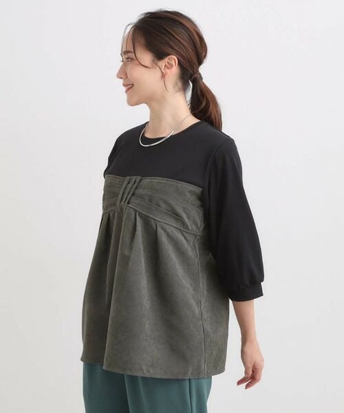 SHOO・LA・RUE / シューラルー カットソー | 【S-LL】気になるウエストもさり気なくカバー リボン風ドッキングトップス | 詳細6