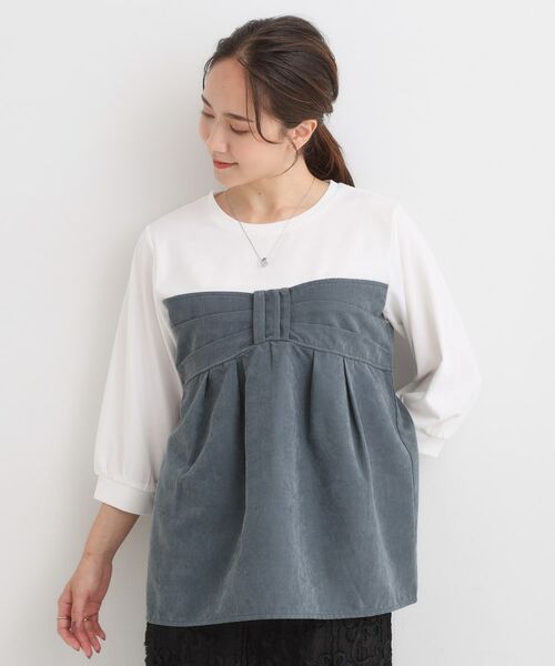 SHOO・LA・RUE / シューラルー カットソー | 【S-LL】気になるウエストもさり気なくカバー リボン風ドッキングトップス | 詳細9